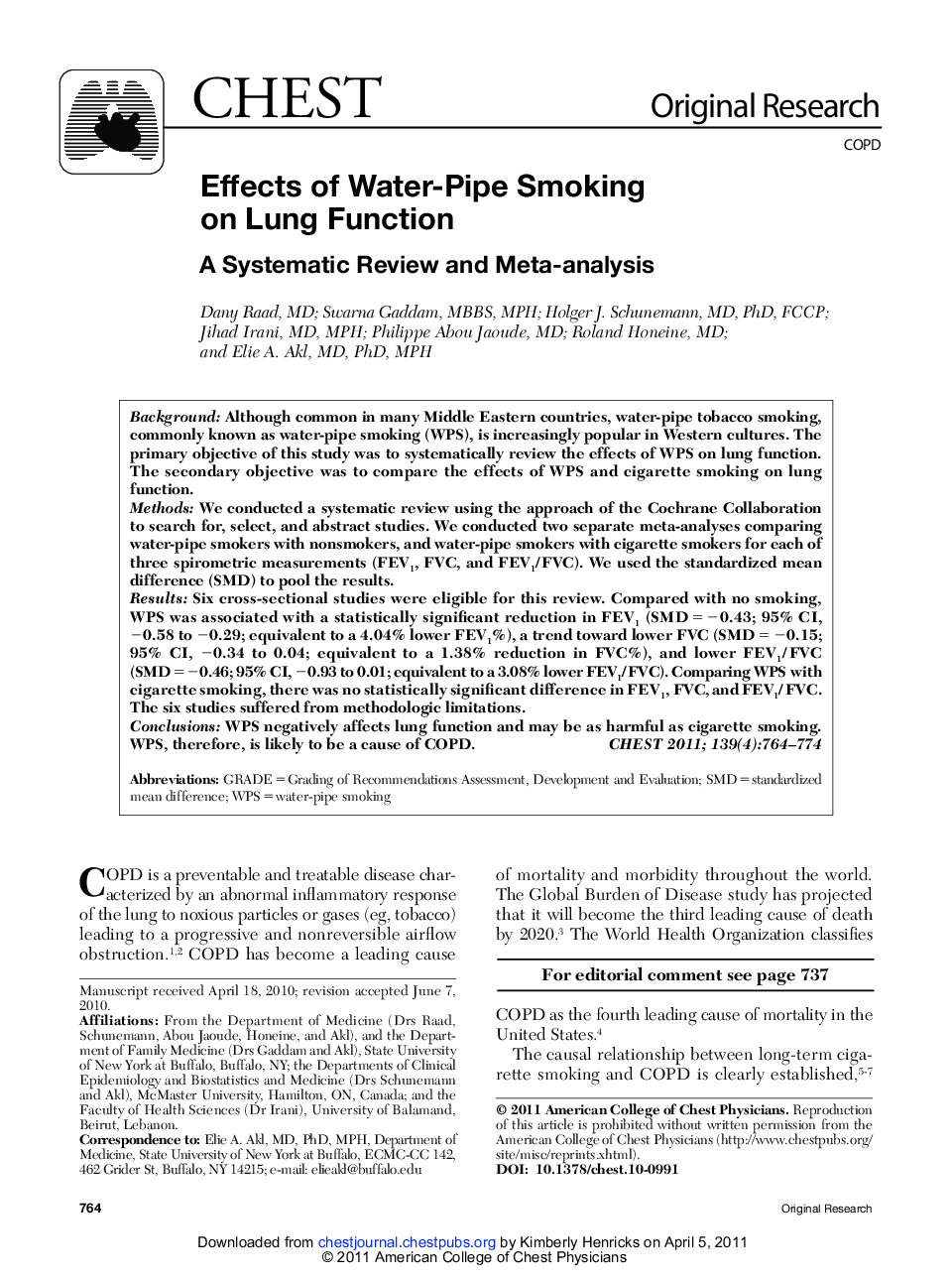 Effects of Water-Pipe Smoking on Lung Function