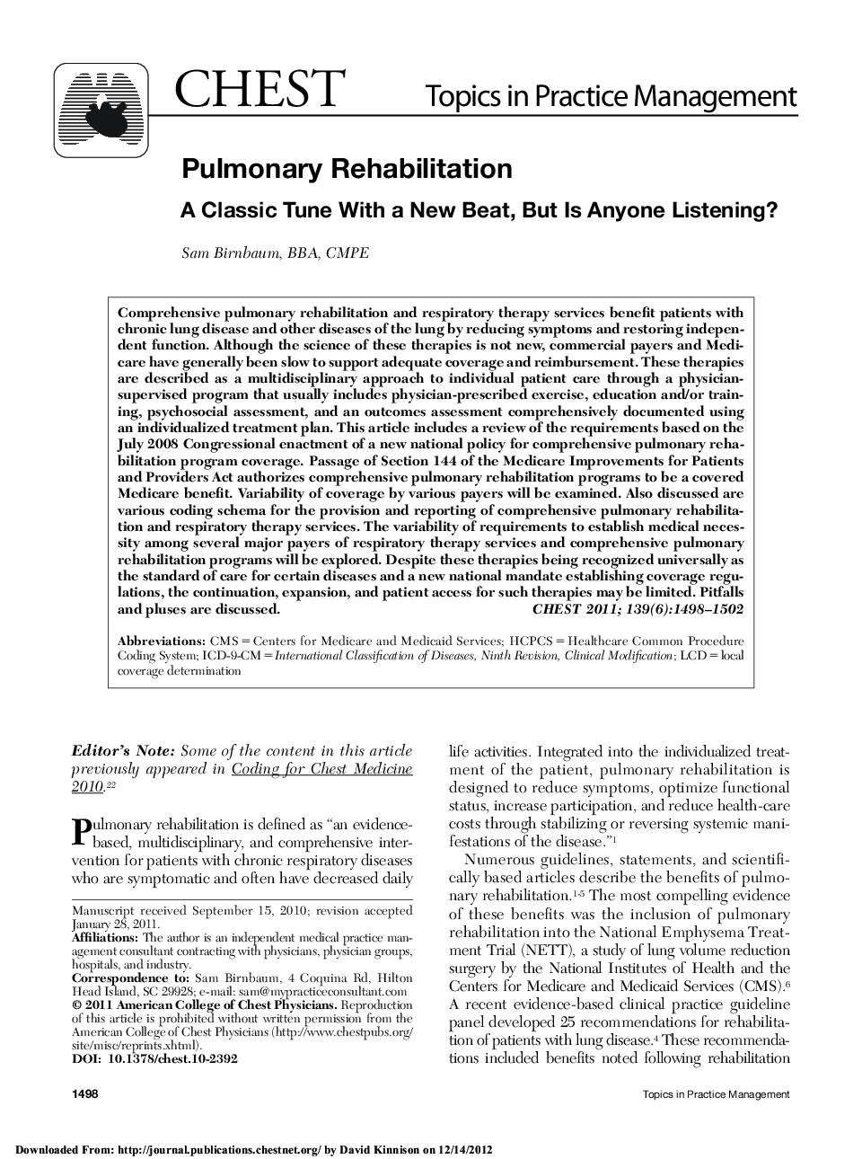 Pulmonary Rehabilitation