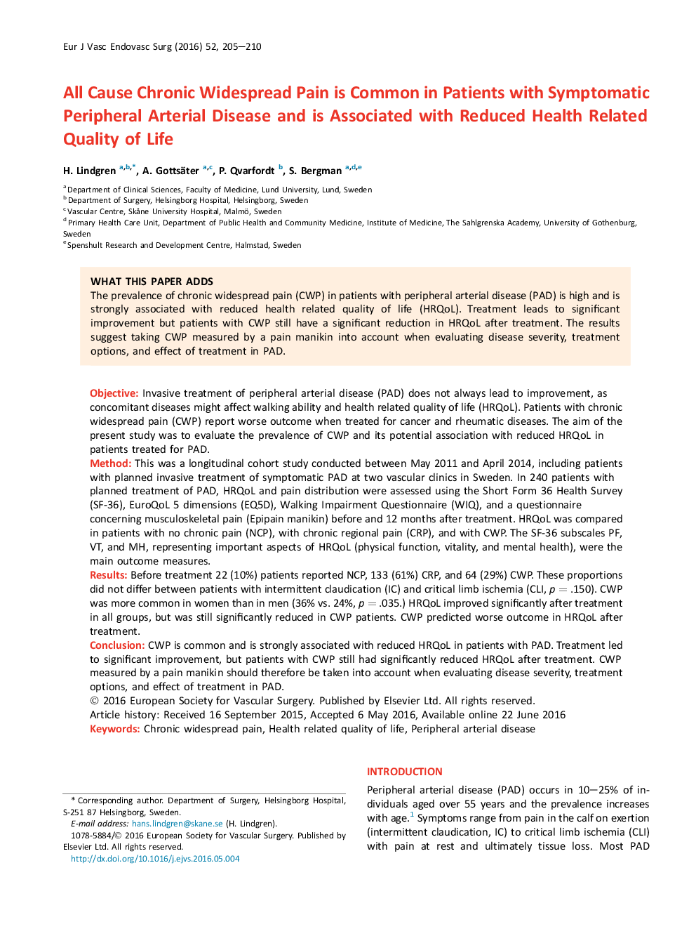 همه در معرض درد شدید مزمن در بیماران مبتلا به بیماری شریانی محیطی شایع است و با کیفیت زندگی مرتبط با سلامت کاهش می یابد 