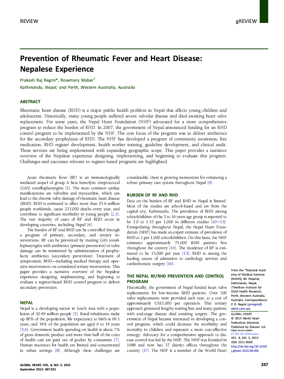 Prevention of Rheumatic Fever and Heart Disease: Nepalese Experience