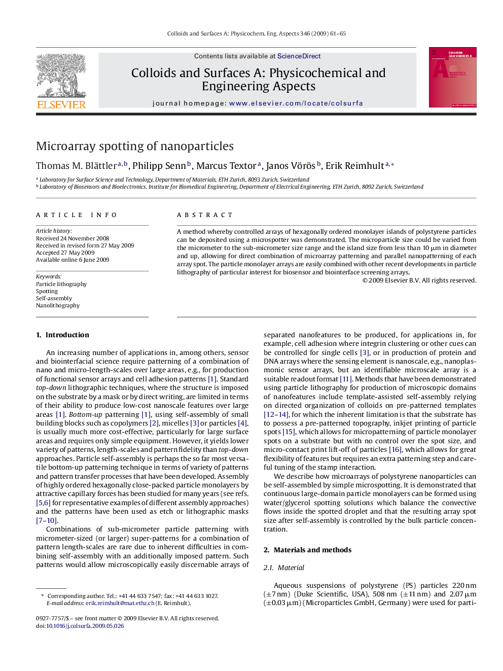 Microarray spotting of nanoparticles