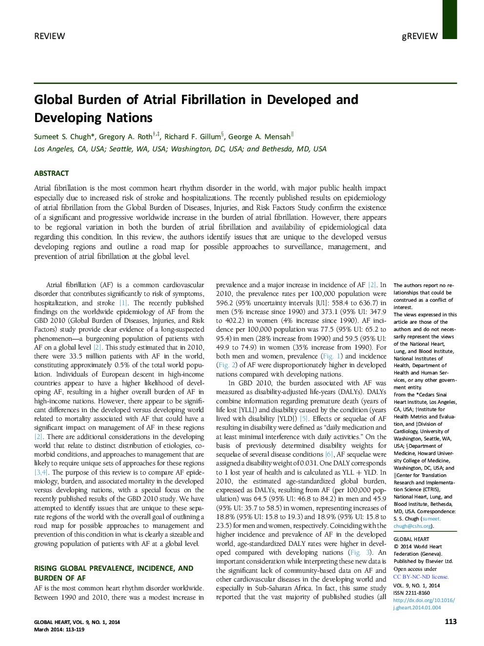 Global Burden of Atrial Fibrillation in Developed and Developing Nations