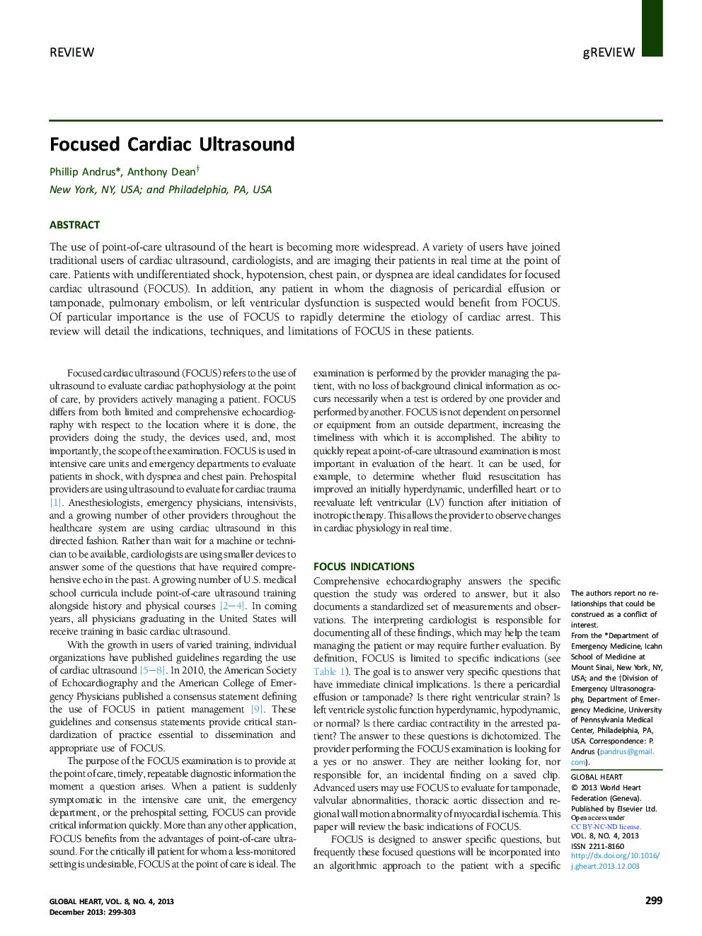 Focused Cardiac Ultrasound