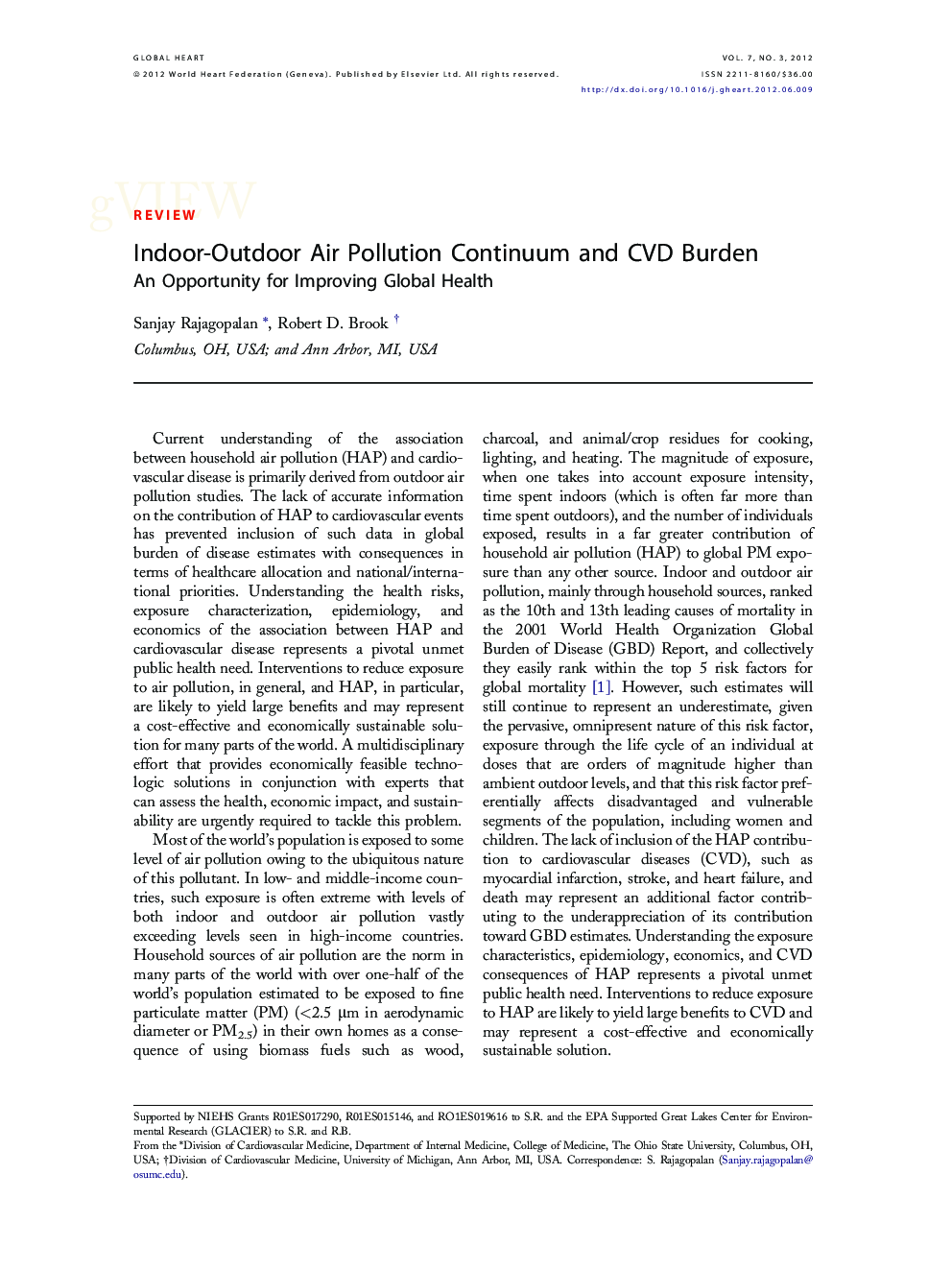 Indoor-Outdoor Air Pollution Continuum and CVD Burden
