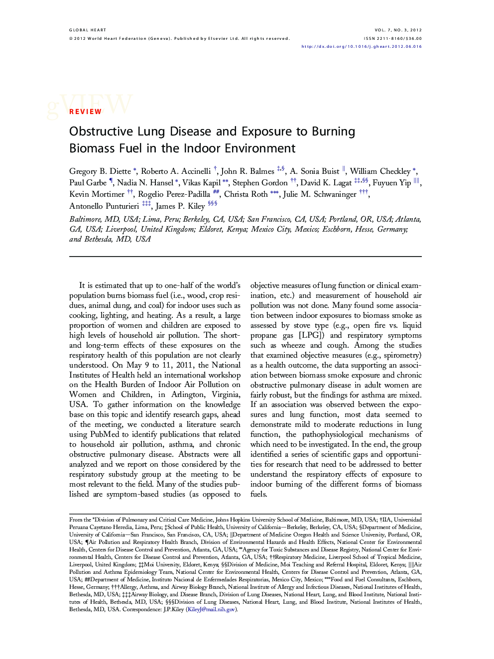 Obstructive Lung Disease and Exposure to Burning Biomass Fuel in the Indoor Environment