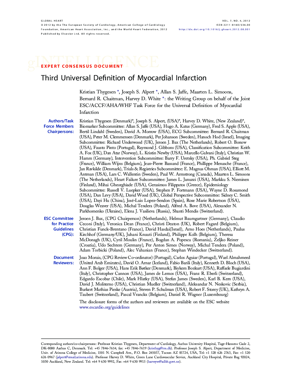 Third Universal Definition of Myocardial Infarction