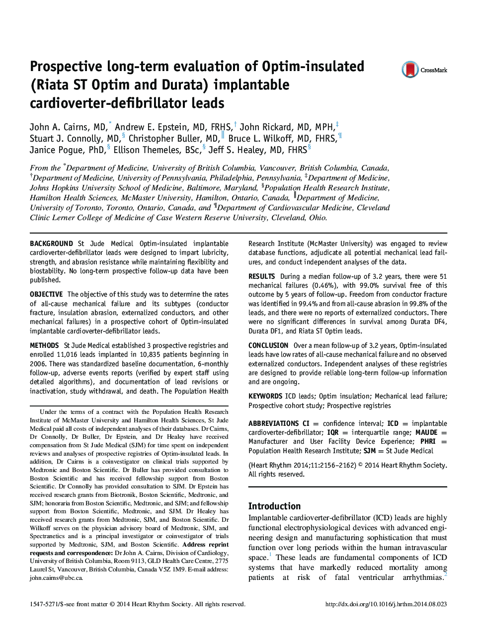 Prospective long-term evaluation of Optim-insulated (Riata ST Optim and Durata) implantable cardioverter-defibrillator leads