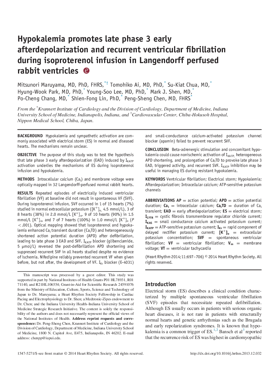 Hypokalemia promotes late phase 3 early afterdepolarization and recurrent ventricular fibrillation during isoproterenol infusion in Langendorff perfused rabbit ventricles