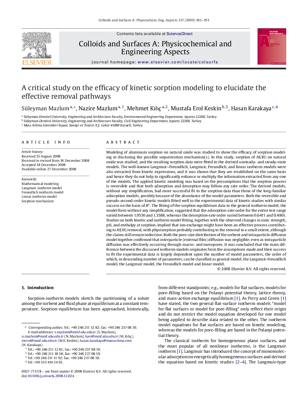 A critical study on the efficacy of kinetic sorption modeling to elucidate the effective removal pathways