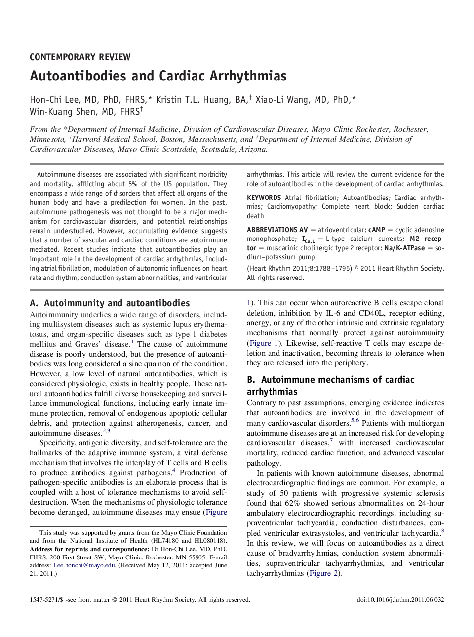 Autoantibodies and Cardiac Arrhythmias