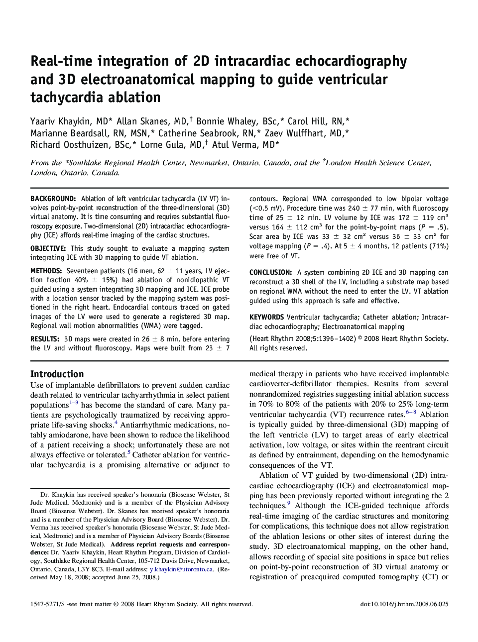 Real-time integration of 2D intracardiac echocardiography and 3D electroanatomical mapping to guide ventricular tachycardia ablation