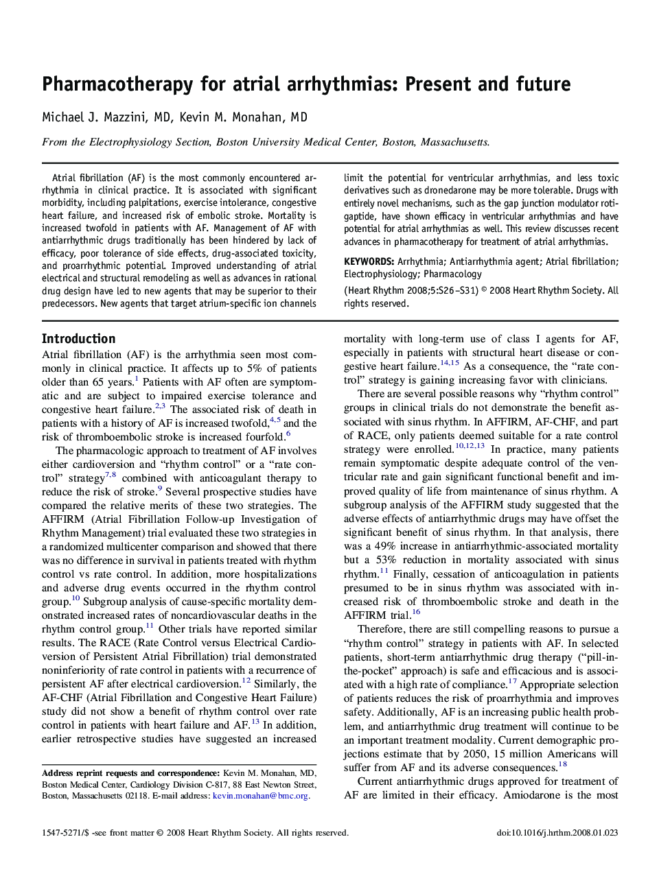 Pharmacotherapy for atrial arrhythmias: Present and future