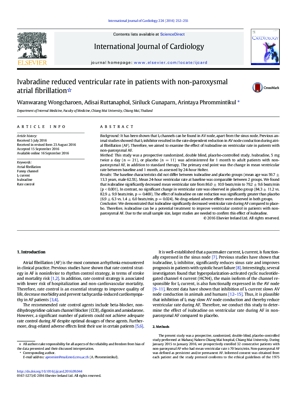 Ivabradine reduced ventricular rate in patients with non-paroxysmal atrial fibrillation