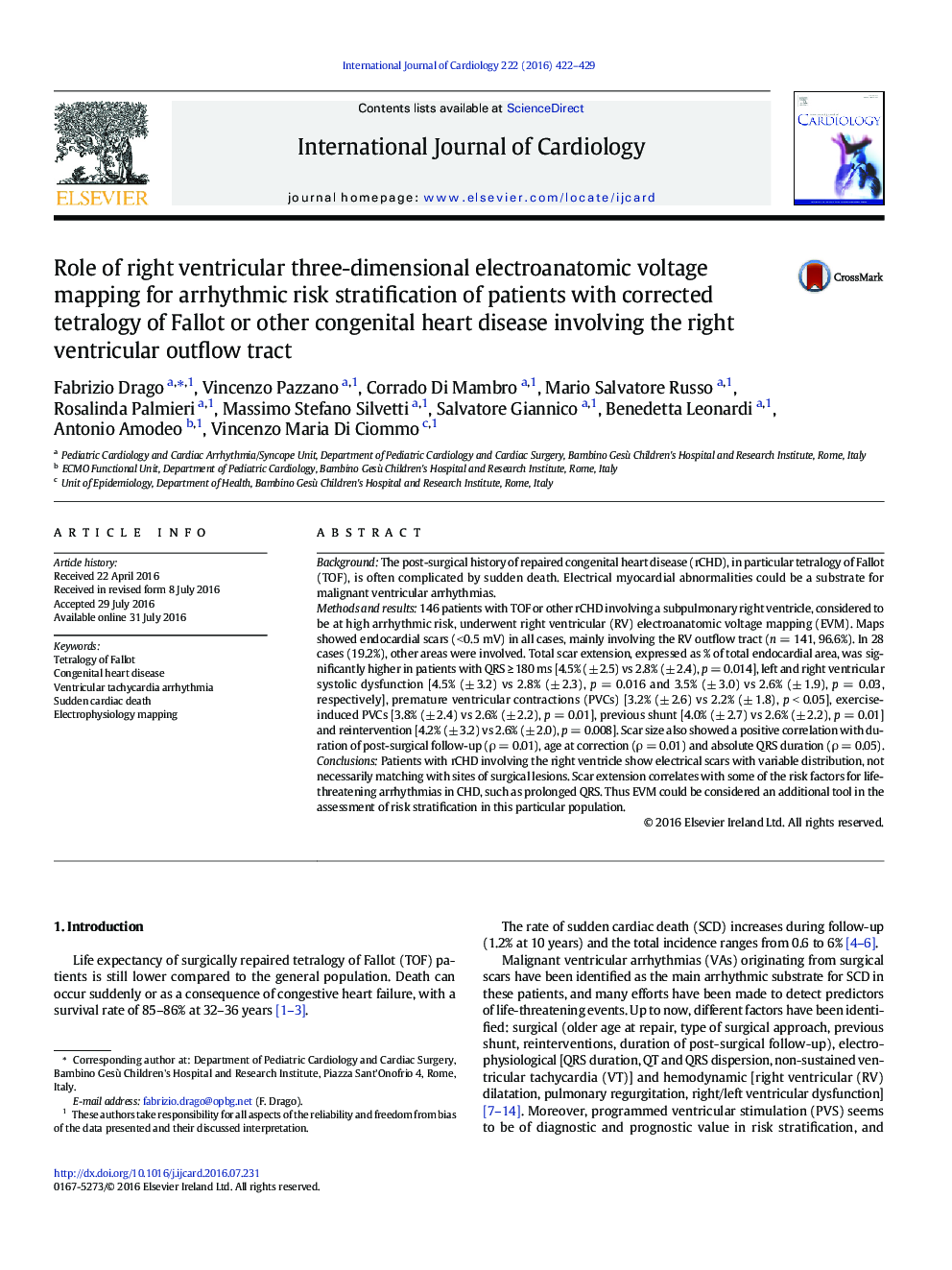 Role of right ventricular three-dimensional electroanatomic voltage mapping for arrhythmic risk stratification of patients with corrected tetralogy of Fallot or other congenital heart disease involving the right ventricular outflow tract