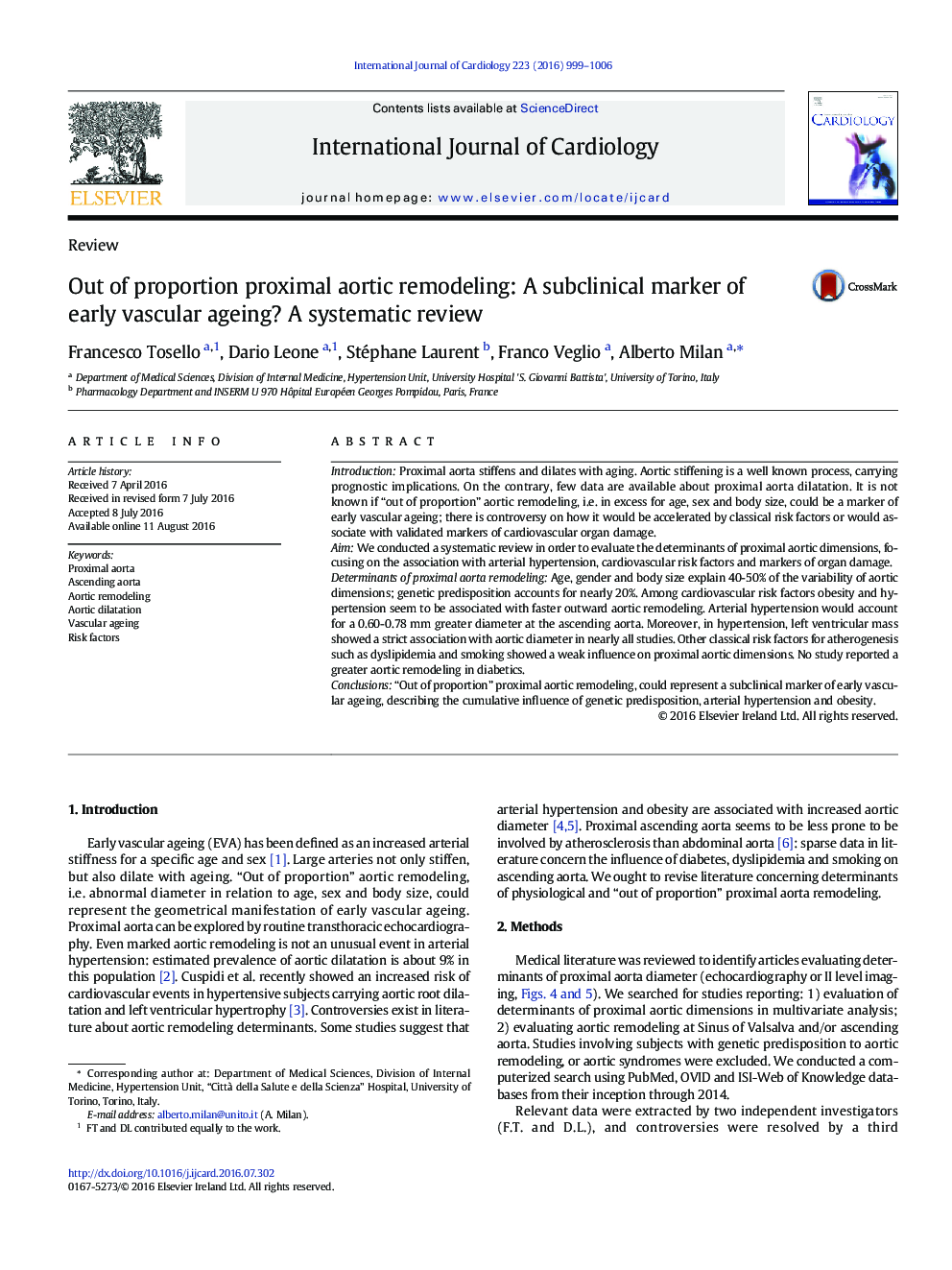 Out of proportion proximal aortic remodeling: A subclinical marker of early vascular ageing? A systematic review