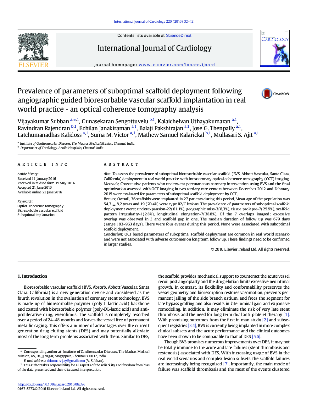 Prevalence of parameters of suboptimal scaffold deployment following angiographic guided bioresorbable vascular scaffold implantation in real world practice - an optical coherence tomography analysis