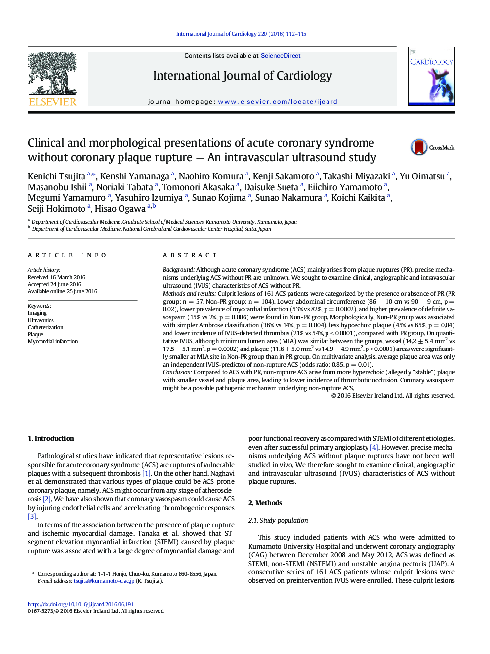 ارائه بالینی و مورفولوژیکی سندرم حاد کرونری بدون پلاکت کرونر - یک مطالعه سونوگرافی داخل عروقی 