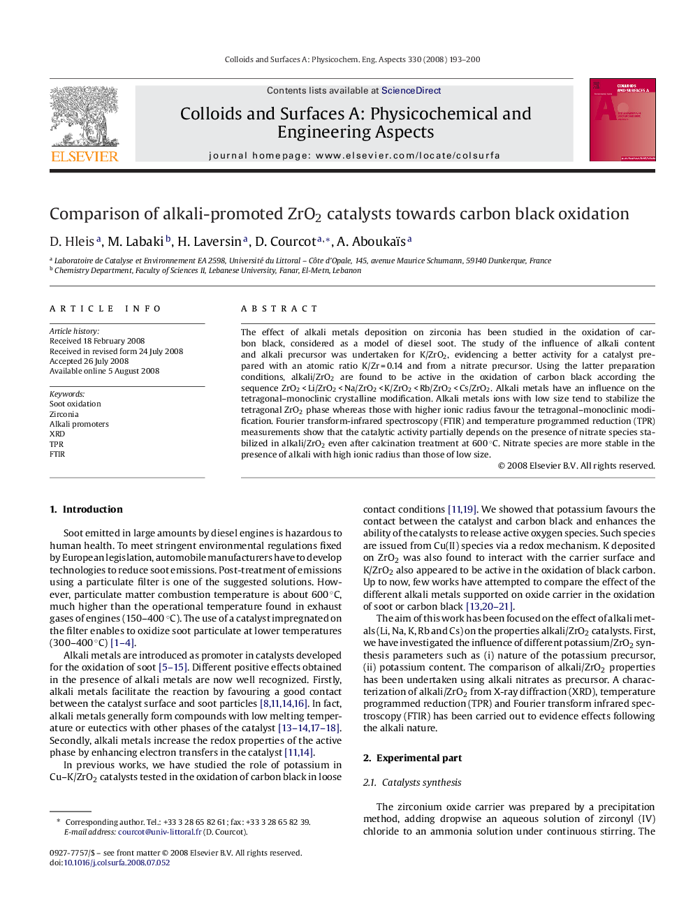 Comparison of alkali-promoted ZrO2 catalysts towards carbon black oxidation