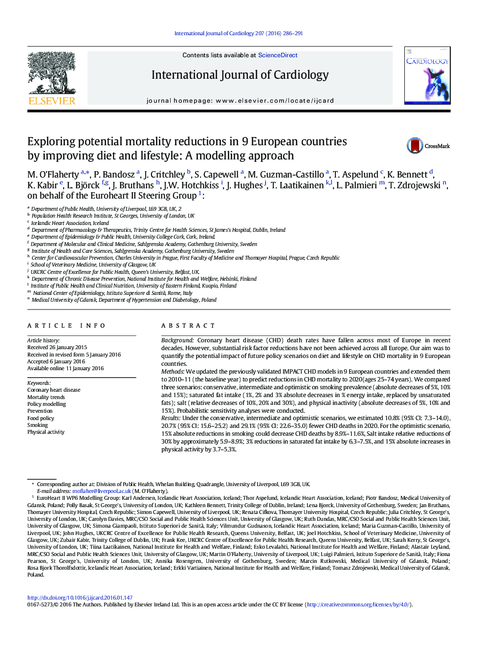 Exploring potential mortality reductions in 9 European countries by improving diet and lifestyle: A modelling approach