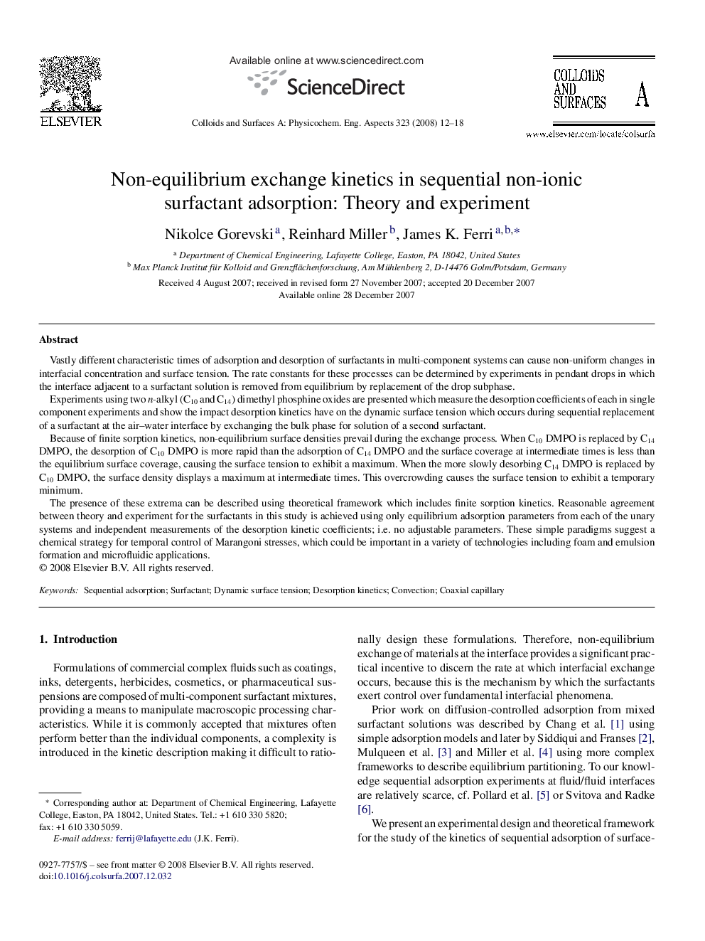 Non-equilibrium exchange kinetics in sequential non-ionic surfactant adsorption: Theory and experiment