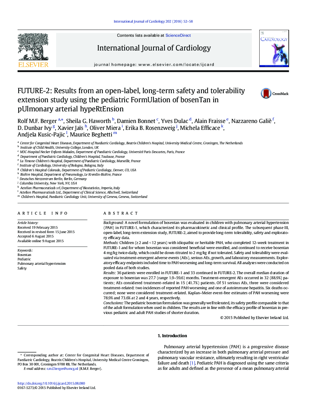 FUTURE-2: Results from an open-label, long-term safety and tolerability extension study using the pediatric FormUlation of bosenTan in pUlmonary arterial hypeRtEnsion