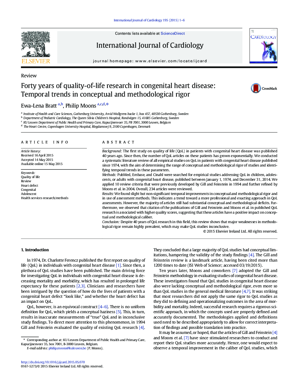 Forty years of quality-of-life research in congenital heart disease: Temporal trends in conceptual and methodological rigor