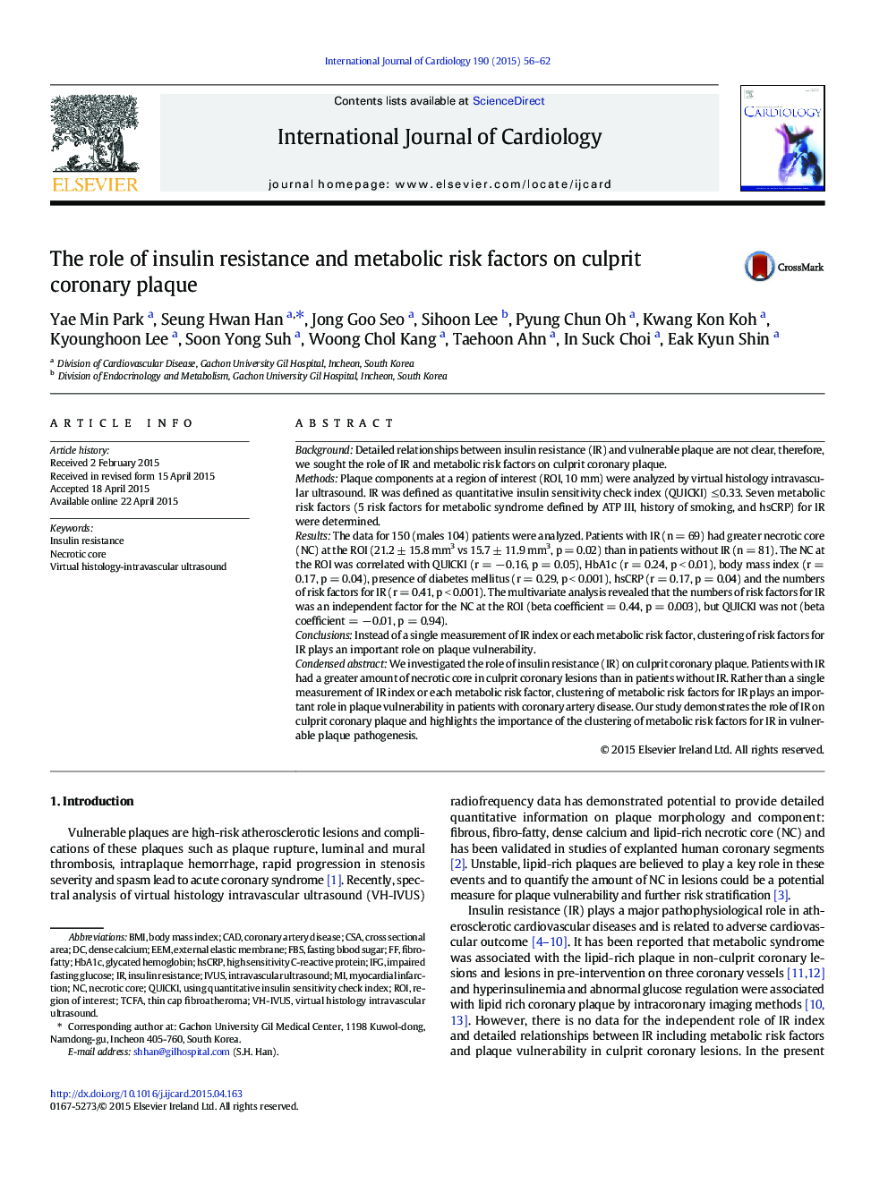 The role of insulin resistance and metabolic risk factors on culprit coronary plaque