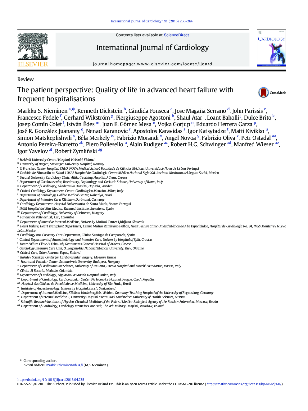 The patient perspective: Quality of life in advanced heart failure with frequent hospitalisations