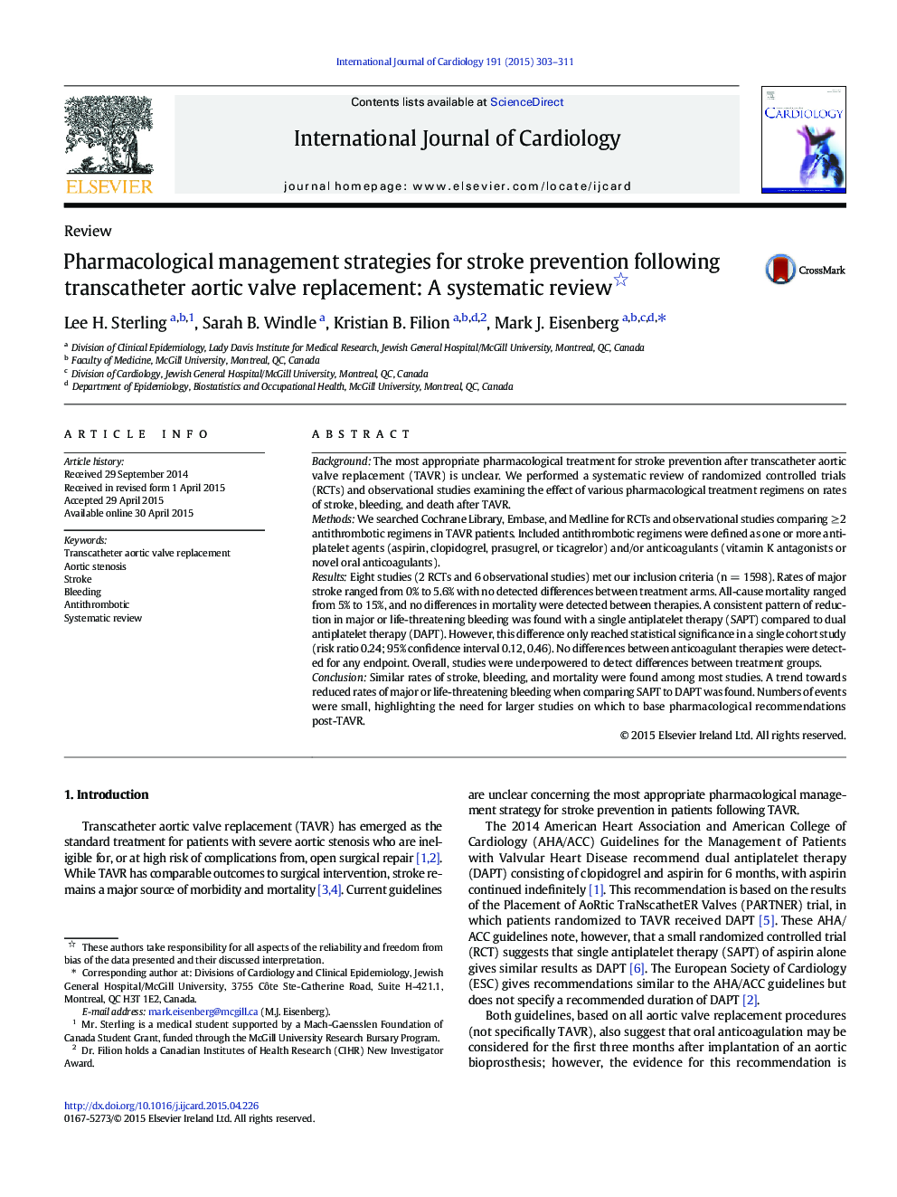 Pharmacological management strategies for stroke prevention following transcatheter aortic valve replacement: A systematic review