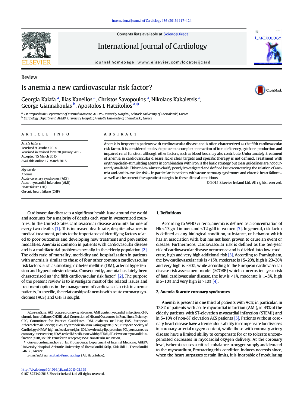 Is anemia a new cardiovascular risk factor?