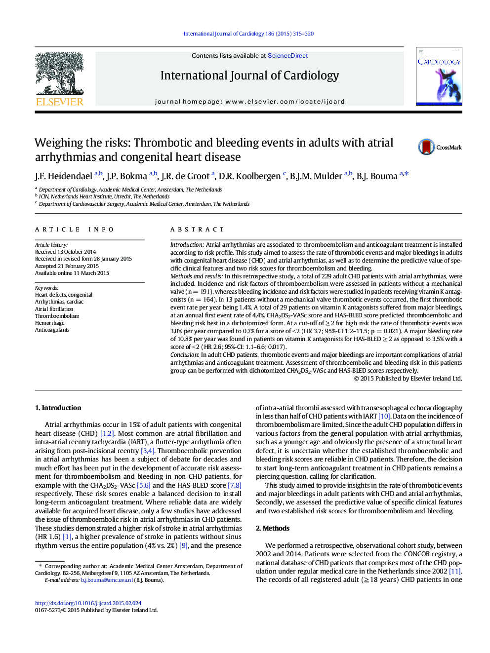 Weighing the risks: Thrombotic and bleeding events in adults with atrial arrhythmias and congenital heart disease