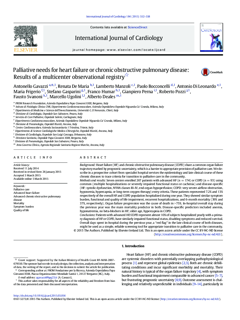 Palliative needs for heart failure or chronic obstructive pulmonary disease: Results of a multicenter observational registry