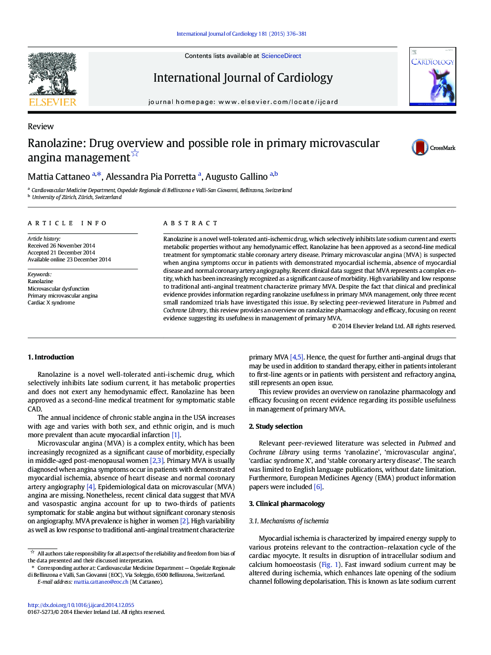 Ranolazine: Drug overview and possible role in primary microvascular angina management