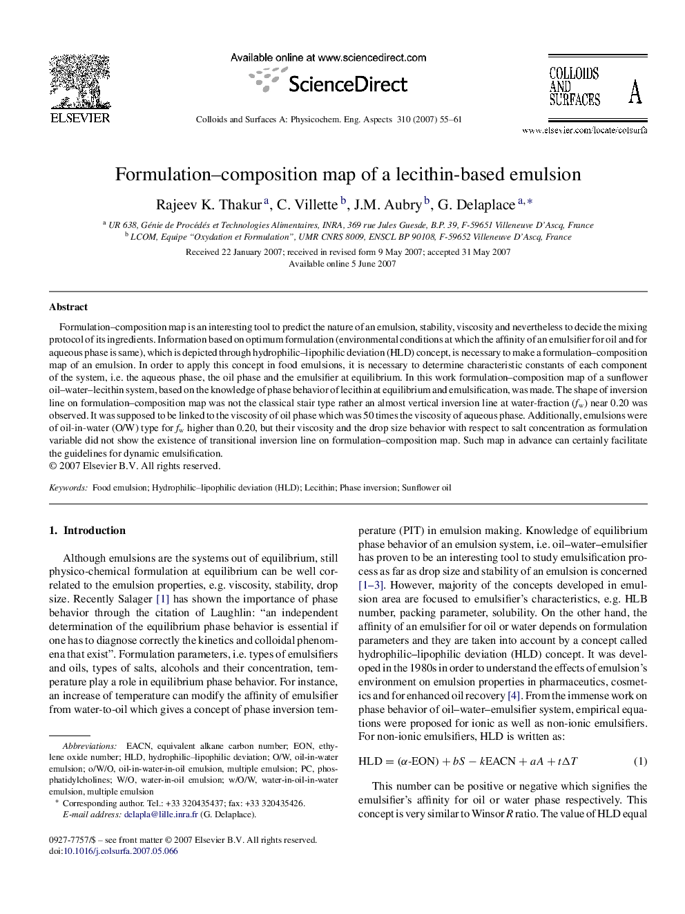 Formulation-composition map of a lecithin-based emulsion