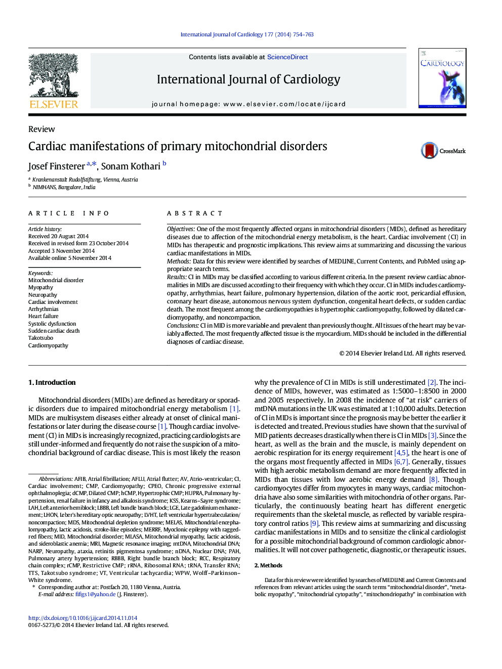 Cardiac manifestations of primary mitochondrial disorders