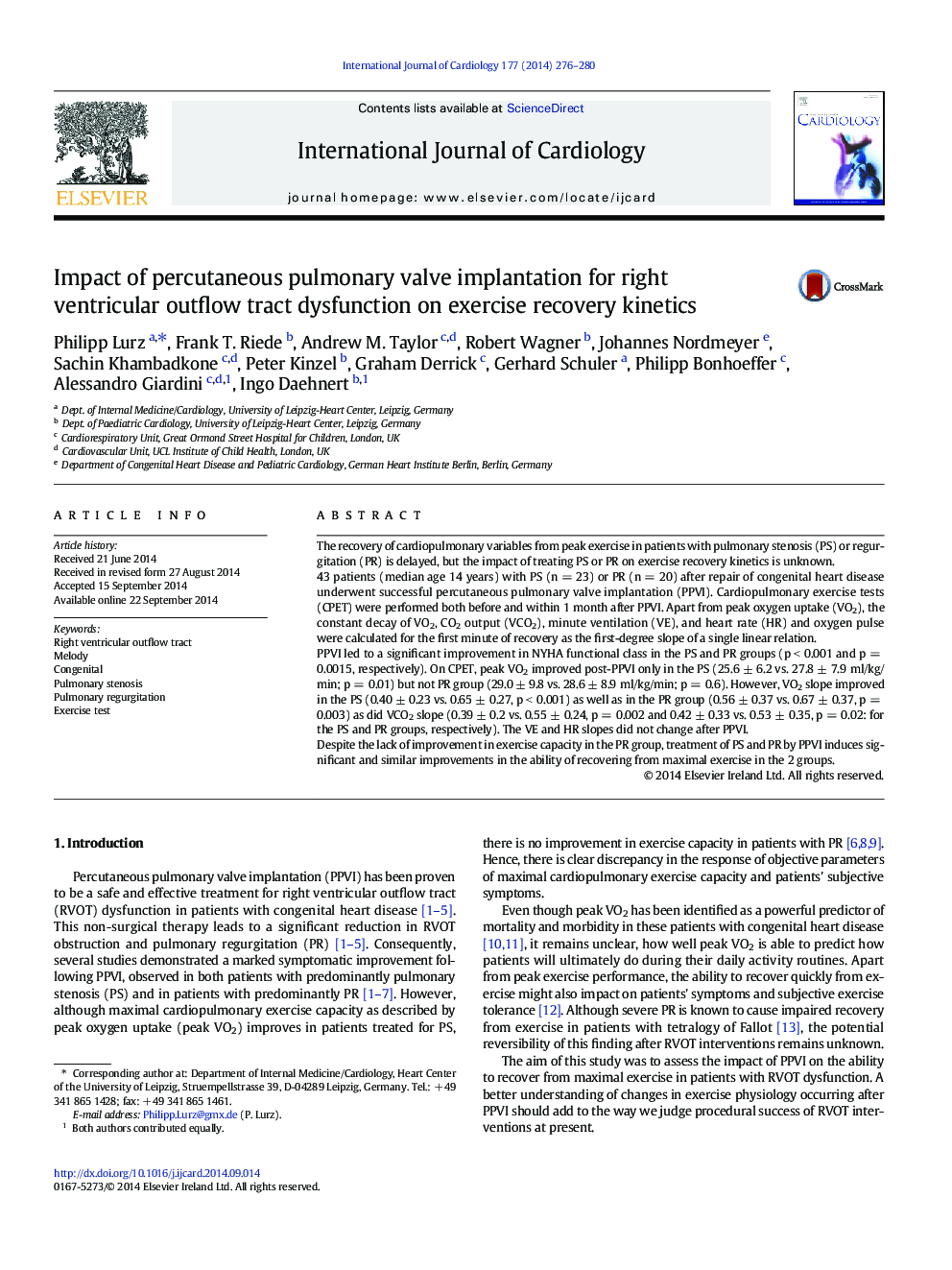 Impact of percutaneous pulmonary valve implantation for right ventricular outflow tract dysfunction on exercise recovery kinetics