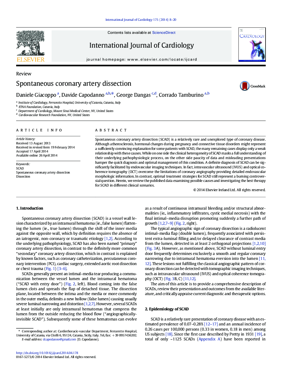 Spontaneous coronary artery dissection