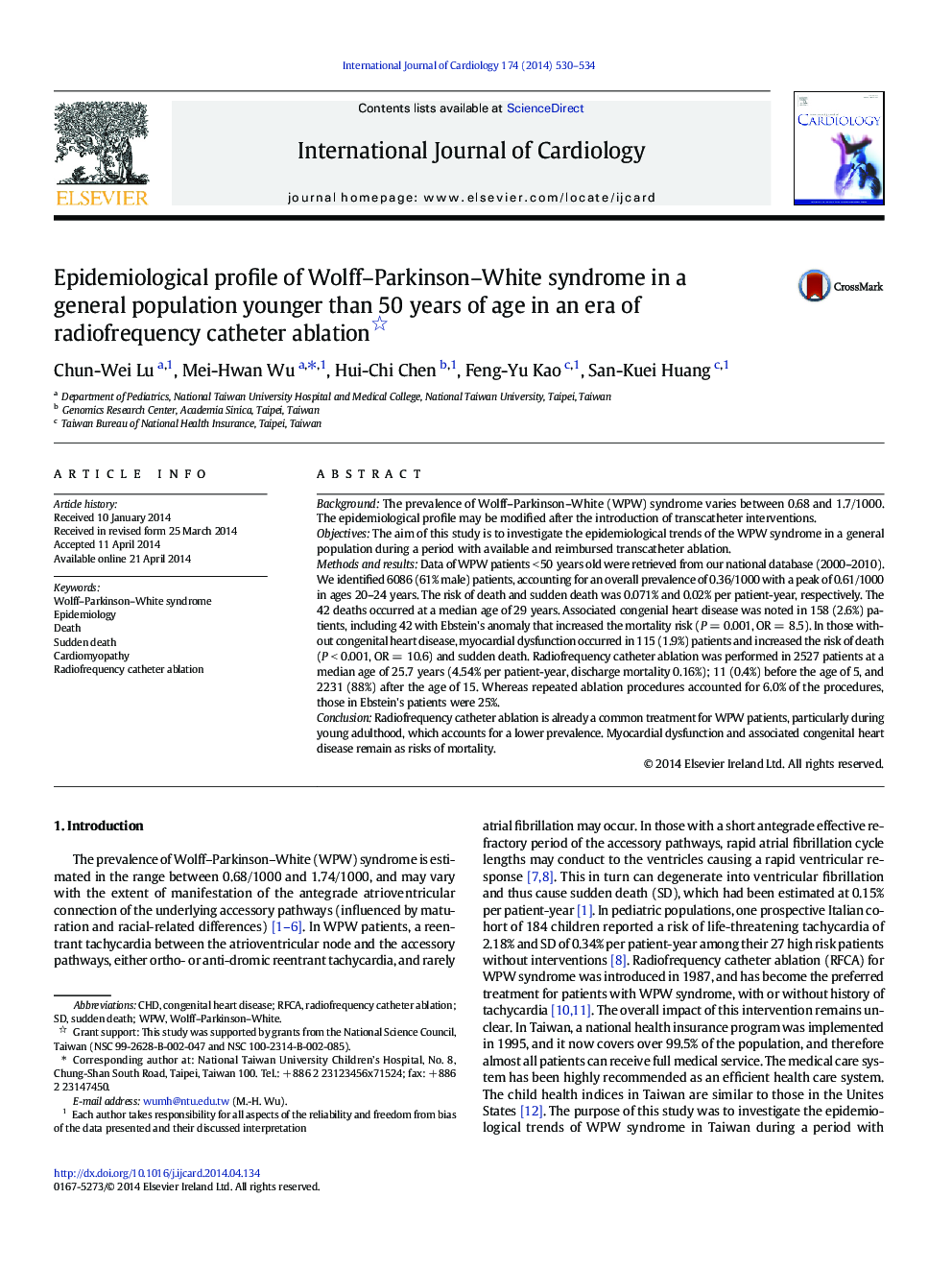 Epidemiological profile of Wolff-Parkinson-White syndrome in a general population younger than 50 years of age in an era of radiofrequency catheter ablation