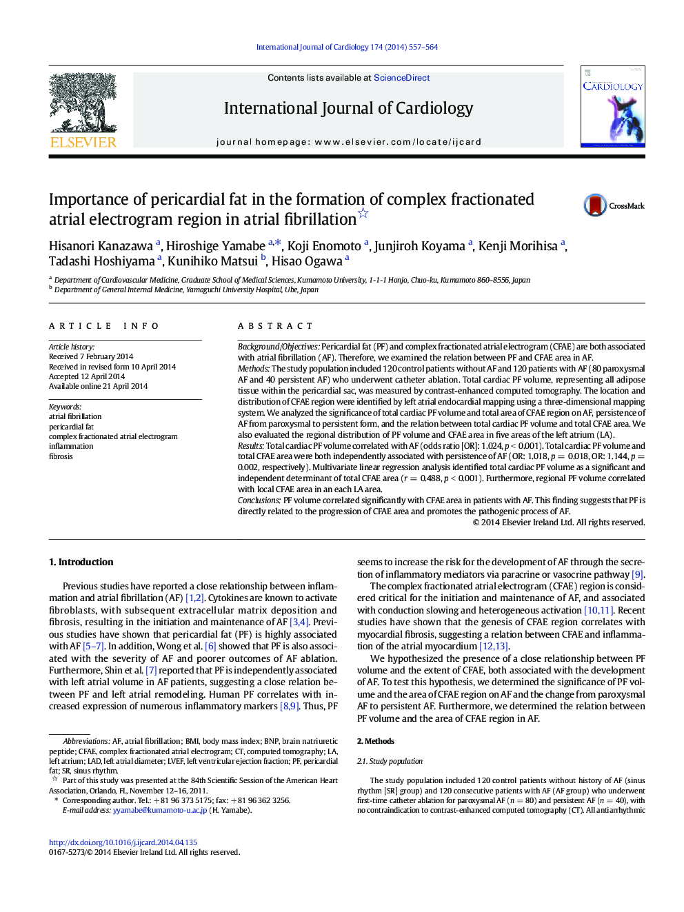 Importance of pericardial fat in the formation of complex fractionated atrial electrogram region in atrial fibrillation