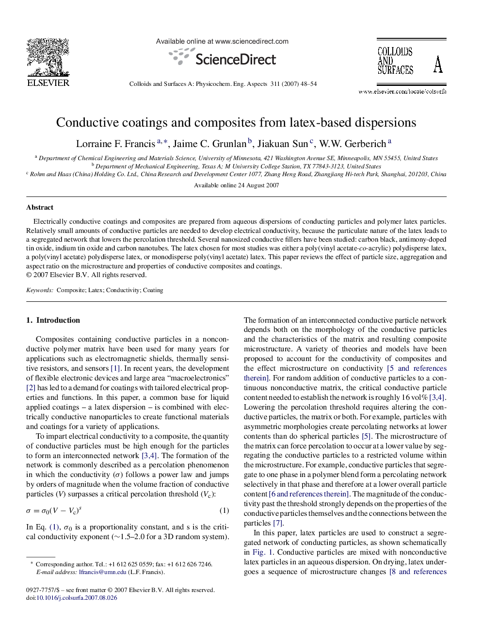 Conductive coatings and composites from latex-based dispersions