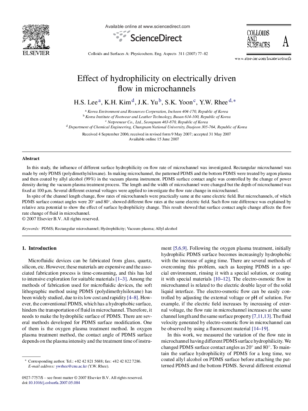 Effect of hydrophilicity on electrically driven flow in microchannels