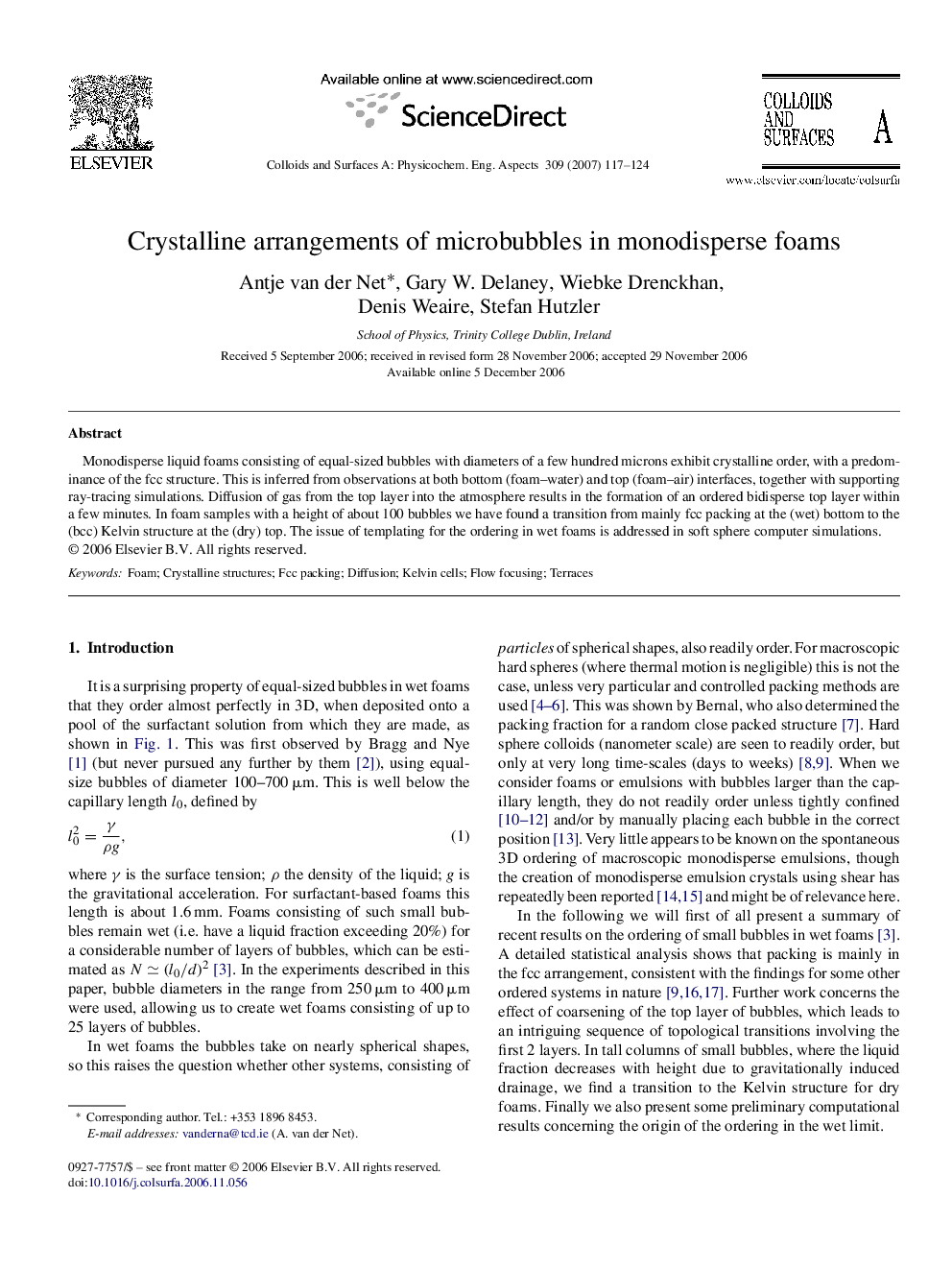 Crystalline arrangements of microbubbles in monodisperse foams