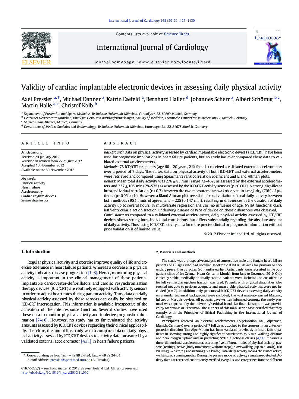 Validity of cardiac implantable electronic devices in assessing daily physical activity