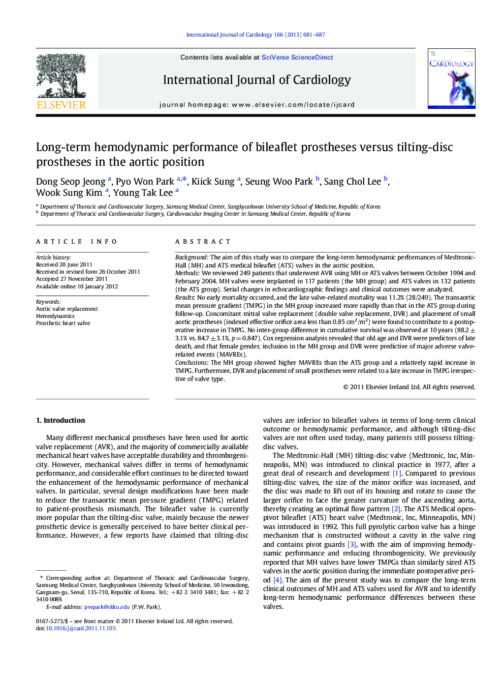 Long-term hemodynamic performance of bileaflet prostheses versus tilting-disc prostheses in the aortic position