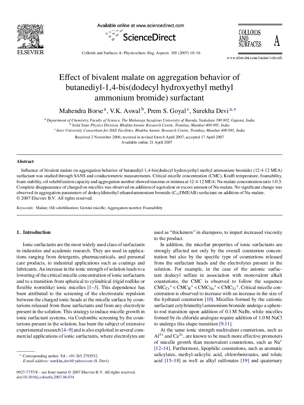 Effect of bivalent malate on aggregation behavior of butanediyl-1,4-bis(dodecyl hydroxyethyl methyl ammonium bromide) surfactant
