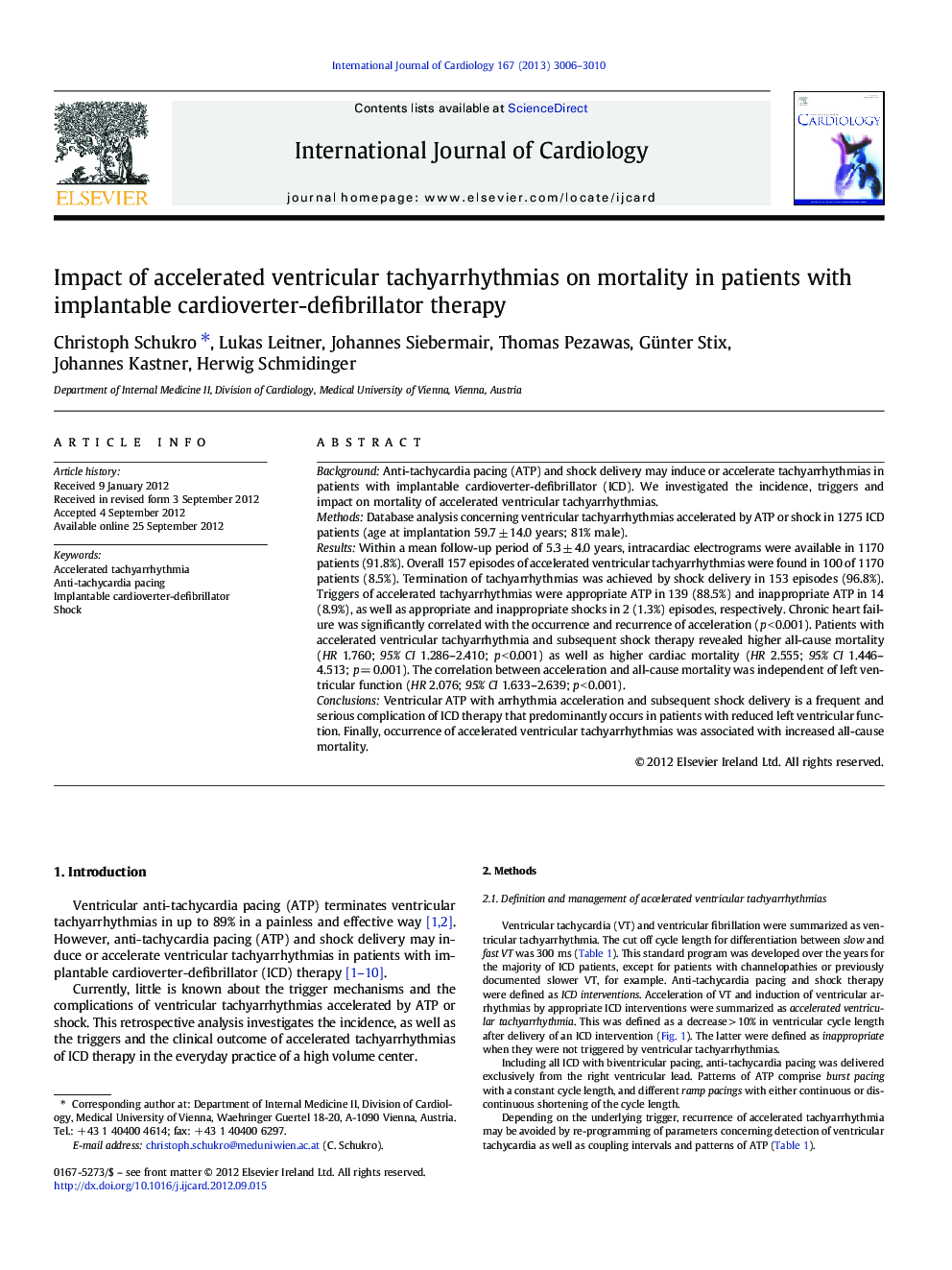 Impact of accelerated ventricular tachyarrhythmias on mortality in patients with implantable cardioverter-defibrillator therapy