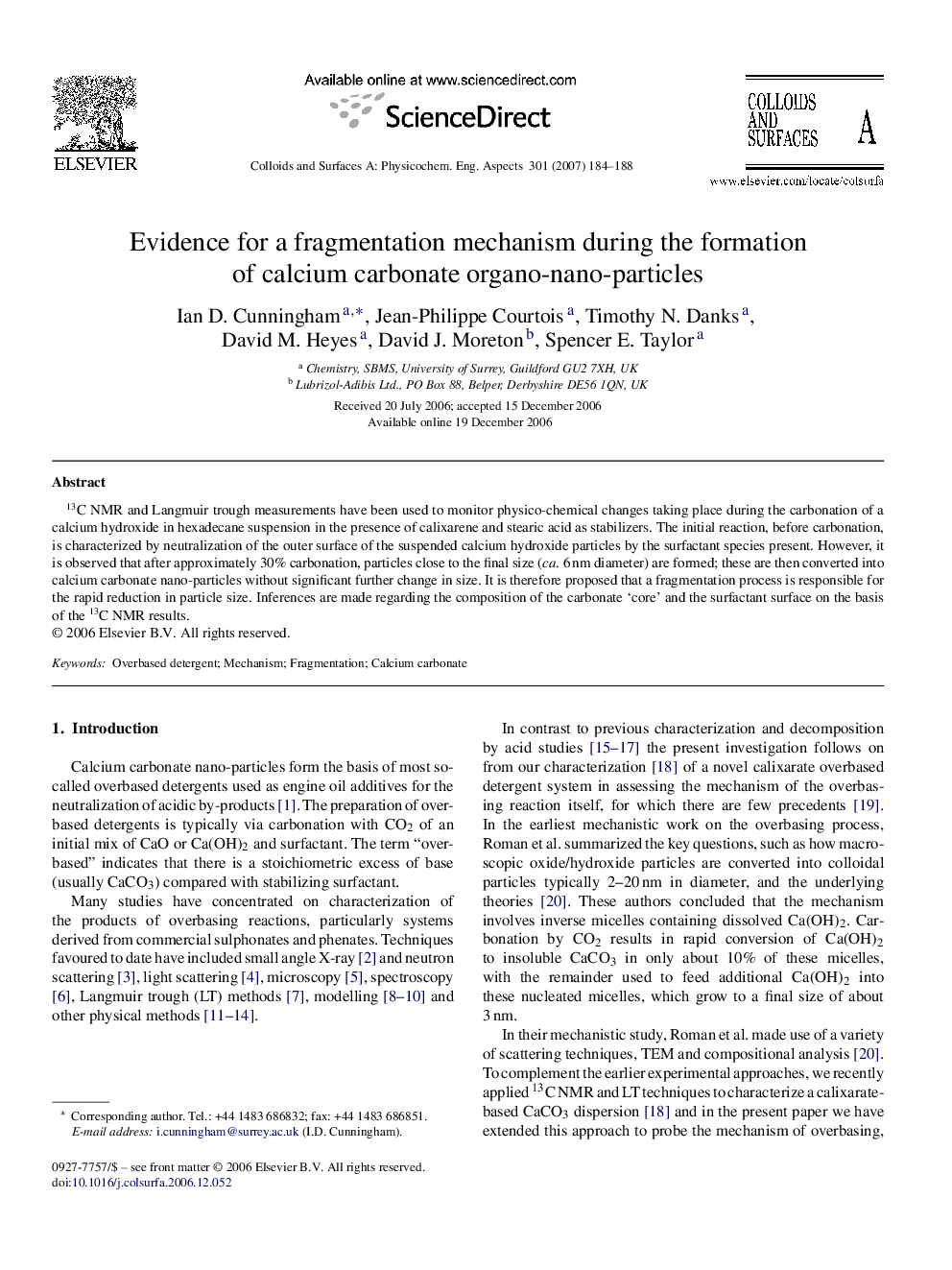 Evidence for a fragmentation mechanism during the formation of calcium carbonate organo-nano-particles