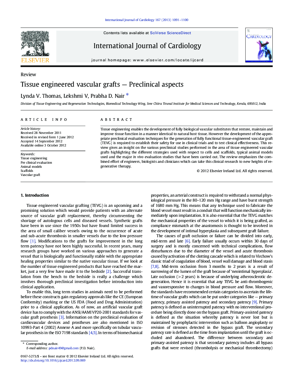 Tissue engineered vascular grafts - Preclinical aspects