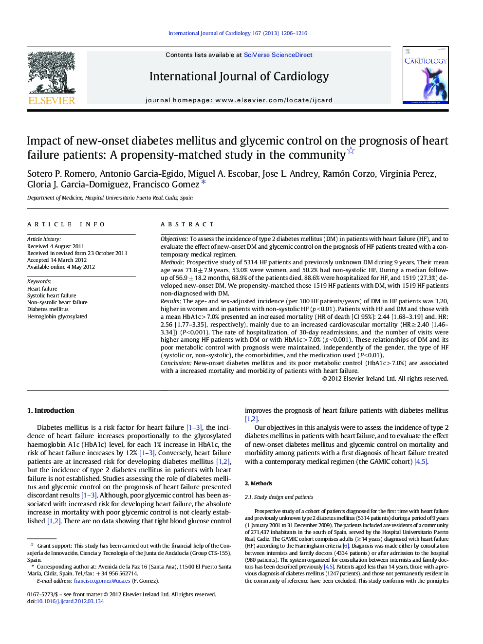 Impact of new-onset diabetes mellitus and glycemic control on the prognosis of heart failure patients: A propensity-matched study in the community