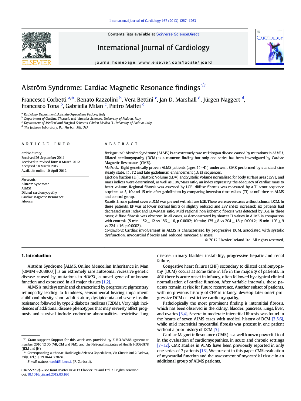 Alström Syndrome: Cardiac Magnetic Resonance findings